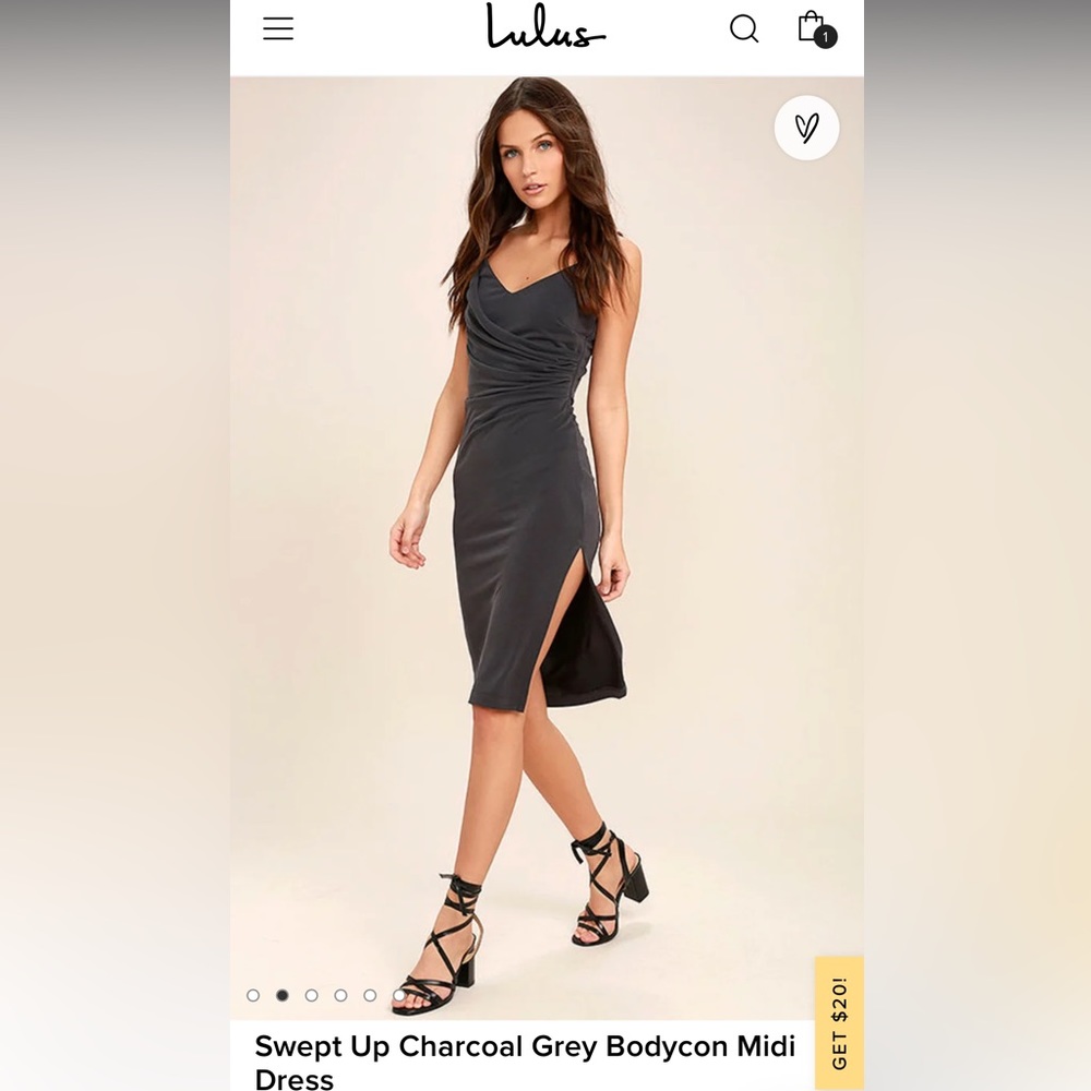 Bodycon midi dress. XS. Charcoal. Very pretty…sophisticated yet sexy!